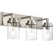 Bathroom Vanity Light 3-Light Wall Sconce Lighting Brushed Nickel Vanity Light Fixtures with Clear Glass Shade Porch Wall Lamp for Mirror Kitchen Living Room Bathroom Lighting