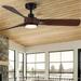 Wellspeed Farmhouse 52 in. Indoor Brown Inegrated LED Light Kit Solid Wood Ceiling Fan with DC Reversible Motor and Remote