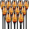 Rumiom Solar Torch Lights with Flickering Flame 12 Packs 12LED Tiki Torch Solar Lights Outdoor IP65 Waterproof Mini Solar Torch Light Auto-on/off for Garden Patio Yard Pathway