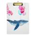 ALAZA Watercolor Blue Whale Air Balloon Clipboards for Kids Student Women Men Letter Size Plastic Low Profile Clip 9 x 12.5 in Silver Clip