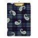 ALAZA Paisley Navy Plaid Tartan Check Clipboards for Kids Student Women Men Letter Size Plastic Low Profile Clip 9 x 12.5 in Silver Clip