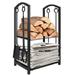 Firewood Rack with 4 Fireplace Tools Firewood Rack Bin Log Holder with Fire place Accessories Tools Set Includes Brush Shovel Poker and Tongs(17.8L x 11.8W x 29.3H inches) (Bronze)