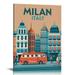 Nawypu Milan Art Print Poster Italy Wall Art Painting Decor Europe Art Home Decor Artwork For Bedroom Living Room Bathroom Decor