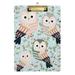 ALAZA Cute Owl Print Animal Cherry Floral Clipboards for Kids Student Women Men Letter Size Plastic Low Profile Clip 9 x 12.5 in Silver Clip