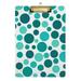 ALAZA Teal Polka Dot Clipboards for Kids Student Women Men Letter Size Plastic Low Profile Clip 9 x 12.5 in Silver Clip