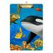 ALAZA Cartoon Killer Whale Animal Under Water Clipboards for Kids Student Women Men Letter Size Plastic Low Profile Clip 9 x 12.5 in Silver Clip