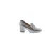 Aldo Heels: Loafers Chunky Heel Glamorous Silver Print Shoes - Women's Size 7 - Almond Toe