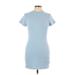 Divided by H&M Casual Dress - Bodycon Mock Short sleeves: Blue Solid Dresses - Women's Size Large