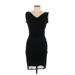 Esprit Cocktail Dress - Sheath Cowl Neck Sleeveless: Black Solid Dresses - Women's Size Large