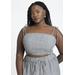 Plus Size Women's Elastic Striped Crop Top by ELOQUII in Black And White Banker Stripe (Size 28)