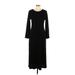 Carole Little Casual Dress - Sheath Scoop Neck 3/4 sleeves: Black Solid Dresses - Women's Size Large Petite
