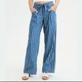 American Eagle Outfitters Pants & Jumpsuits | Ae Blue & White Striped Hi-Rise Tie Waist 00s Palazzo Wide Leg Soft Cotton Pants | Color: Blue/White | Size: 00