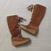 Michael Kors Shoes | Michael Kors Winter Lace Up Camel Suede Leather Shearling Lined Boots Sz 6.5 | Color: Tan | Size: 6.5