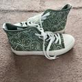 American Eagle Outfitters Shoes | Green And White Smiley Faces Converse Style High Tops From American Eagle Size 9 | Color: Green/White | Size: 9