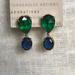 Anthropologie Jewelry | Anthropologie Double Crystal Post Earrings - Green And Navy Nwt | Color: Blue/Green | Size: Os