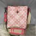 Coach Bags | Coach Signature North South Swingpack Crossbody Bag Pink White W/ Silver Euc | Color: Pink/White | Size: 7.5 X 8.5 X 1”