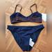 Tory Burch Swim | Brand New Never Been Worn Tory Burch Color Block Two Piece Swimsuit | Color: Blue/Brown | Size: S