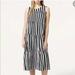 J. Crew Dresses | J. Crew Striped Tiered Midi Dress Navy And White Women Xxs Knit Stretch -Nwot | Color: Blue/White | Size: Xxs