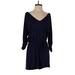 Venus Casual Dress - Mini V-Neck 3/4 sleeves: Blue Solid Dresses - Women's Size Medium