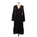 Rails Casual Dress - Midi V-Neck 3/4 sleeves: Black Dresses - Women's Size Medium