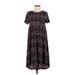 Lularoe Casual Dress - Midi: Black Aztec or Tribal Print Dresses - Women's Size X-Small