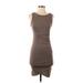 Leith Casual Dress - Bodycon Crew Neck Sleeveless: Brown Print Dresses - Women's Size X-Small