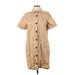 Who What Wear Casual Dress - Shirtdress High Neck Short sleeves: Tan Print Dresses - New - Women's Size Medium