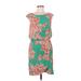 Jessica Simpson Casual Dress Scoop Neck Sleeveless: Green Floral Dresses - Women's Size 6