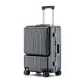PASPRT Carry On Luggage Large Capacity Luggage Front Opening Suitcases Spinner Lock Trolley Luggage with Wheeled Luggage Suitcase Hard Luggage (Grey 24 in)