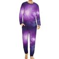 Purple Space Men's Pajama Set Lounge Wear Long Sleeve Top And Bottom 2 Piece Sleepwear