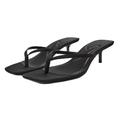 JAMPOL Women‘s Sandals Ladies High Heels Summer Square Toe Mid Heels Open Toe High Heels Dress Party Wedding Shoes 2024 Sandals Women (Color : ZA7905-Black, Size : 7.5 UK)