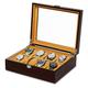 Niboow Wooden Watch Box 8 Slots, with Glass Topped Lid and Removable Watch Pillow, Watch Display Storage Case, Watch Boxes, Display Case, Organiser Holder Boxes for Men Women, Gift for Lovers