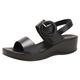 Wedge Sandals for Women Dressy Summer Women Sandals Fashion New Pattern Simple Solid Color Wedge Comfortable And Versatile Summer Buckle Strap Shoes (Black, 4)