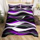 Purple Grey Black Comforter Cover Geometric Spiral Pattern Bedding Set Modern Abstract Duvet Cover for Kids Grey White Bedspread Cover Retro Stripe Bedclothes Double Size