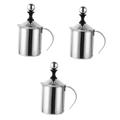 Garneck 3pcs Stainless Steel Milk Frother מקציף חלב Milk Frothether Manual Milk Frother Handheld Milk Frother Hand Pump Frother Handheld Foam Maker Best Milk Frother Milk Maker