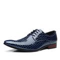 New Formal Shoes for Men Lace Up Derby Shoes Alligator Print PU Leather Low Top Slip Resistant Anti-Slip Rubber Sole Non Slip Business (Color : Blue, Size : 10 UK)