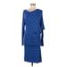 BCBGMAXAZRIA Casual Dress - Midi: Blue Stripes Dresses - Women's Size Medium