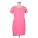 Hot & Delicious Casual Dress - Mini Scoop Neck Short sleeves: Pink Print Dresses - Women's Size Medium