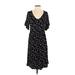 Boohoo Casual Dress - A-Line V Neck Short sleeves: Black Print Dresses - Women's Size 4