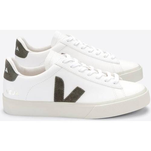 VEJA Herren Freizeitschuhe CAMPO CHROMEFREE LEATHER EXTRA-WHITE_KAKI, Größe 42 in Weiß