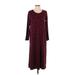 J.Jill Casual Dress - Midi Scoop Neck 3/4 sleeves: Burgundy Dresses - Women's Size X-Small