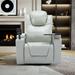 270 Degree Swivel PU Leather Power Recliner Home Theater Recliner with Surround Sound, Cup Holder, Removable Tray Table