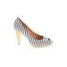 KORS Michael Kors Heels: Pumps Stilleto Boho Chic Blue Stripes Shoes - Women's Size 7 1/2 - Peep Toe