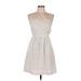 J.Crew Factory Store Casual Dress - Mini V-Neck Sleeveless: Ivory Polka Dots Dresses - Women's Size 6