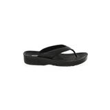 Flip Flops: Flip-Flop Wedge Casual Black Print Shoes - Women's Size 39 - Open Toe