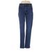 Anthropologie Jeans - Low Rise Straight Leg Boyfriend: Blue Bottoms - Women's Size 27 - Stonewash