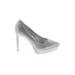 JLo by Jennifer Lopez Heels: Slip On Stiletto Glamorous Silver Print Shoes - Women's Size 8 - Almond Toe