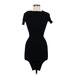 Hot & Delicious Casual Dress - Bodycon Crew Neck Short sleeves: Black Solid Dresses - Women's Size Medium