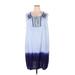 Avenue Casual Dress - Mini Tie Neck Sleeveless: Blue Tie-dye Dresses - Women's Size 26 Plus