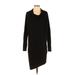 Helmut Lang Casual Dress - Sweater Dress Cowl Neck 3/4 sleeves: Black Solid Dresses - Women's Size Small